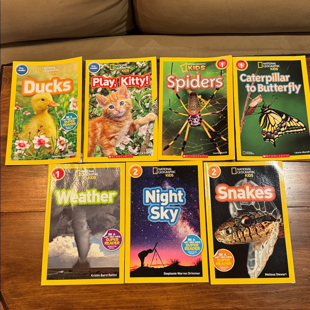 National Geographic Kids 7 Book Set Levels Pre-Reader 1 2 Weather Spider Snake